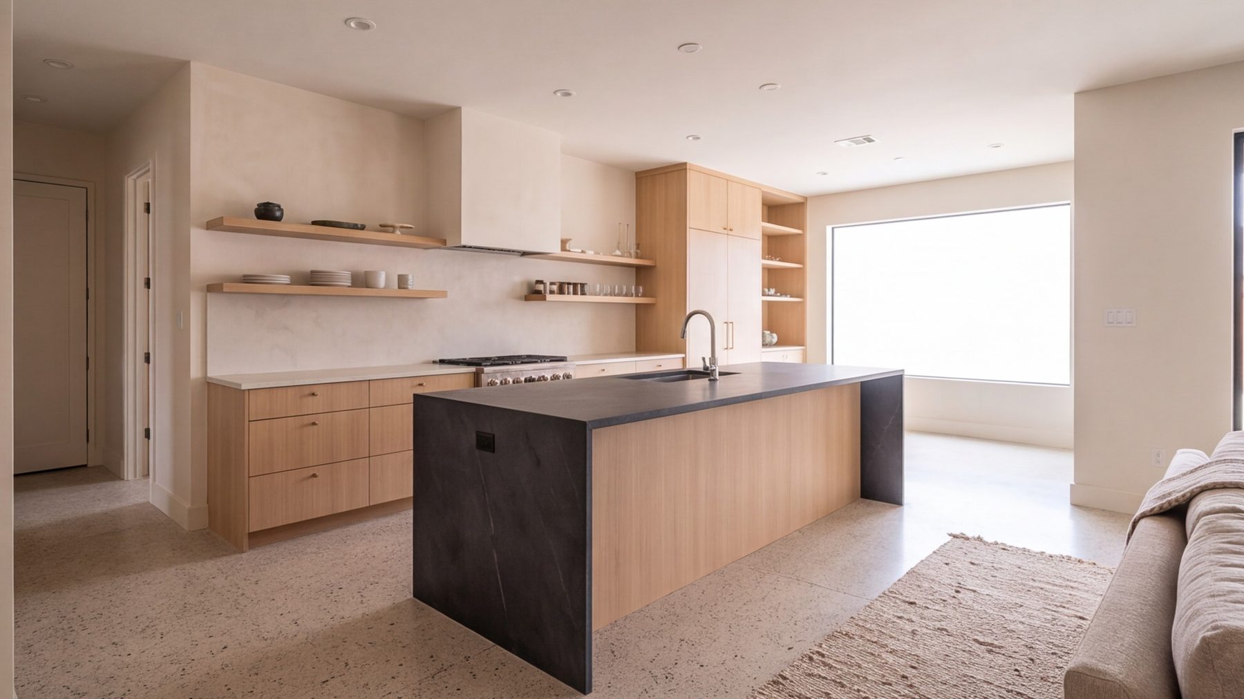 Open-plan kitchen remodel in Spring with island
